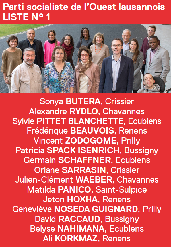 Candidat-e-s du PS Ouest lausannois au Grand Conseil 2022-2027